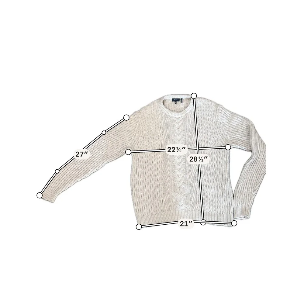 Theory Mens Vilare C Crew Dane Wool Cashmere Cable Knit Sweater Tan XL Fisherman